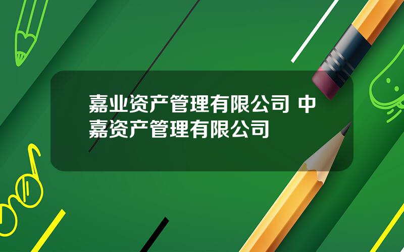 嘉业资产管理有限公司 中嘉资产管理有限公司